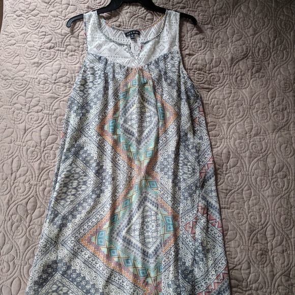 Multi-colored tank dress As U Wish w/ lace neck - Picture 1 of 6